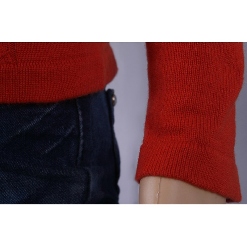 100%Cashmere Sweater Pullover Red O-neck Lady Winter Sweater  